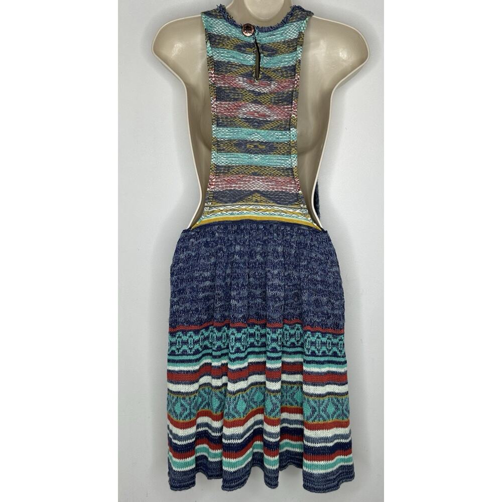 Free People Women’s Sweater Knit Rare Hearts Striped Blue Swing Tank Top Sz L - Picture 6 of 8